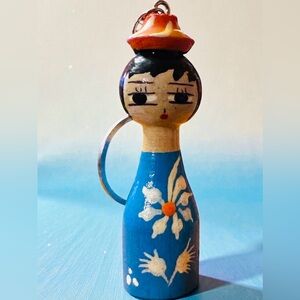 NUBIAN EGYPTIAN Folk Art Doll. Handcrafted Keychain or Purse Charm. New.